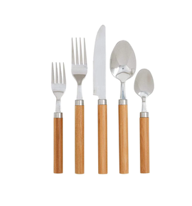 Fourchette à dessert en acier cuillère à dessert à salade avec manche en bois couverts de haute qualité et taille personnalisée - Product Image 1