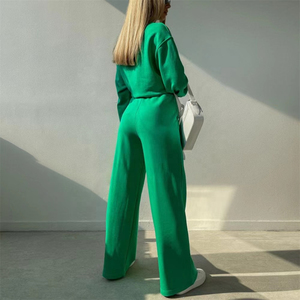 Sweat-shirt à col rond surdimensionné avec logo personnalisé pour femmes Pantalon large Broderie Solide Respirant Sweat-shirt grande taille pour femmes - Product Image 3