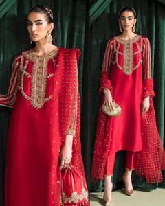 Nouveau concepteur vêtements de fête de mariage de haute qualité lourd Georgette entièrement fil broderie travail haut et Palazzo avec Dupatta - Product Image 3