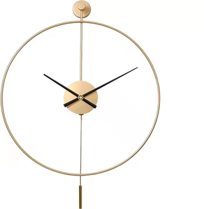 Azora Industries Grande horloge murale en métal minimaliste ronde moderne classique avec pendule oscillant non silencieux - Product Image 1