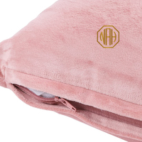 Housse de coussin en velours rose poudré faite à la main avec médaillon perlé, taie d'oreiller de luxe brodée pour canapé, lit