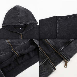 Sudadera con Capucha para Hombre, Estilo Urbano Vintage, 100% Algodón, Felpa Francesa Gruesa, Corte Holgado, Lavado Ácido Desgastado, Antiencogimiento - Product Image 2