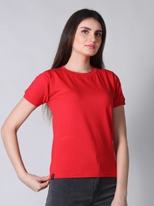 Camiseta Premium de Manga Media, 100% Algodón, Elegante, Duradera y Elástica, Color Escarlata, Tela Canvas de Verano, ODM, Tallas Grandes para Mujer - Product Image 3