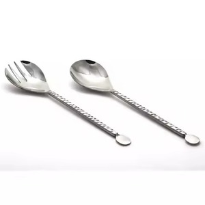 Juego de servidor de ensalada de metal dorado de la mejor calidad con mango de madera para juegos de cuchara y tenedor para comer comida de mesa de cocina - Product Image 5