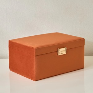 <b>Orange</b> Velvet Jewelry Box Multi-Purpose Stylish Organizer Perfect For Jewelry Storage <b>Gift</b> Display Or Home Decor Use - Product Image 6