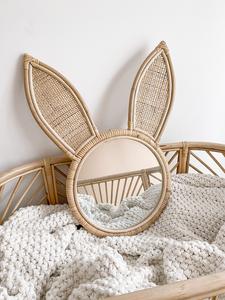Miroir lapin en rotin de style traditionnel écologique pour enfants, maison ou hôtel, décoration murale du Vietnam - Product Image 2