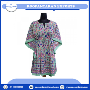 New Products <b>Kaftan</b> Dresses Short Free Size 100% Cotton Hand Block Printed Beautiful Beach <b>Kaftans</b> for Sale at Lowest Price - Product Image 2