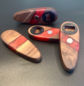 Excelente abridor de botellas de resina epoxi y madera Resina azul Acacia Abrebotellas de madera natural gran oferta - Product Image 4