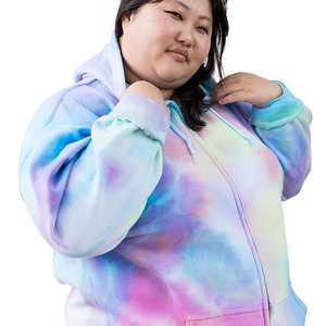 Oem Mujeres Custom Tie & Dye Rainbow Colors Hoodie & Shorts Work Out Set Street Wear Hoodie Patrón Sólido - Product Image 3