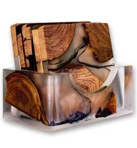 Sous-verre en bois et en résine personnalisé de qualité supérieure Accessoires de cuisine écologiques Support de tasse promotionnel - Product Image 3