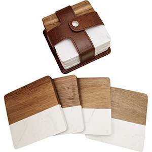 Sous-verre carré en bois avec utilisation en résine transparente Chambre d'hôtel Restaurant Bureau Nouvelle Collection Sous-verres Vente chaude Marque en Inde - Product Image 3