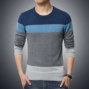 Pull décontracté pour homme, respirant, à séchage rapide, en élasthanne/coton, uni, coupe ajustée, col rond, tricotage personnalisé OEM, mode automne - Product Image 5