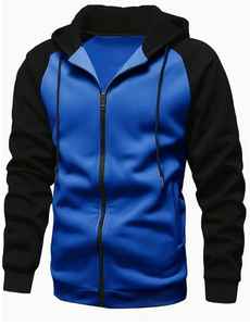 Men's 100% Cotton Solid Knitted Long-Sleeved Hooded <b>Cardigan</b> Autumn Winter <b>Sweatshirt</b> Zipper Embroidered Design Lined Jersey - Product Image 2