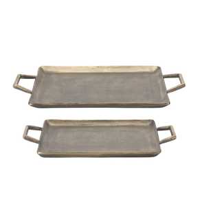 Grands plateaux de service en aluminium de style industriel, plats de table décoratifs en métal moulé pour la maison, les hôtels et les restaurants. - Product Image 2