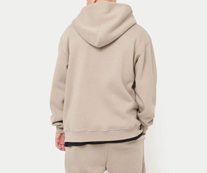 100% algodón hombros caídos estilo cremallera frontal bolsillos canguro dobladillo acanalado y puños gris verde Sudadera con capucha de gran tamaño - Product Image 3