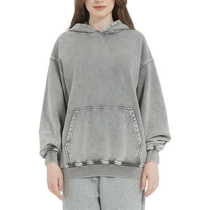 Sweat à capuche en polaire personnalisable à lavage acide, long devant, respirant, séchage rapide, qualité supérieure, nouveau design pour femmes - Product Image 1