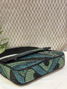 beaded abstract leaf pattern <b>handbag</b> Indian fully handcrafted luxury handmade clutch purse <b>for</b> women evening party <b>handbag</b> - Product Image 3