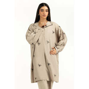 Ensemble coordonné décontracté en viscose slub brodé IPST-55331, fabriqué en tissu crêpe - Product Image 2