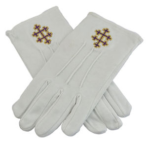 Masonic Scottish Rite 32nd Degree Wings Down Guantes de algodón Blanco Talla única para la mayoría - Product Image 5