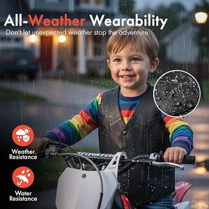 Leather Vests for Kids Premium Cowhide Black Leather Vest with Unique V-Neck Design & Multiple Pockets - Product Image 3