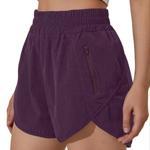 Women's High Quality Summer <b>Shorts</b> Custom Solid Color Breathable WORSTED Fashionable Zipper Pocket for Sports <b>Gym</b> Fitness - Product Image 1