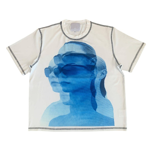 OEM Custom Summer 100% Cotton Solid Custom Pattern Screen Printing T Shirt Men Hip Hop Street O-Neck Male Contrast Stitch <b>Tshirt</b> - Product Image 6