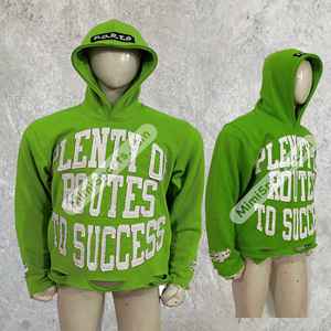 เสื้อฮู้ดโอเวอร์ไซส์สำหรับผู้ชายเสื้อฮู้ดสีเขียวแบบผูกซิปงานปักผ้าคอตตอนผ้า100% - Product Image 1