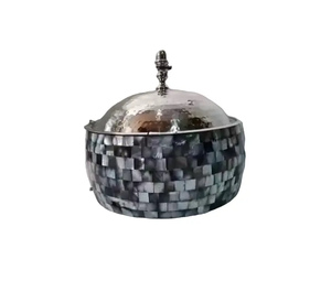 Cuenco de almacenamiento decorativo con diseño de cúpula moderno de lujo con patrón de lunares dorados y artísticos, decoración elegante para el hogar - Product Image 5