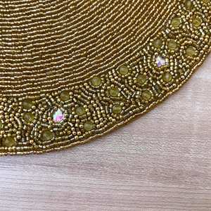 <b>Beaded</b> <b>Placemat</b> Handmade Round Charger for Luxury Dining & Holiday Decor Unique Piece Handmade <b>Beaded</b>, <b>Placemat</b>, Housewarming - Product Image 3