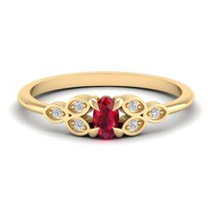 แหวนเงินแท้ 925 ประดับพลอยทับทิมทรงรี 0.21 กะรัต พร้อมโมอิสซาไนต์ รับรองโดย GRA เครื่องประดับสำหรับผู้หญิง - Product Image 1