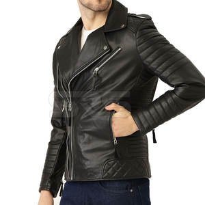 Veste en cuir à usage extérieur Veste en cuir à col montant pour hommes Streetwear Veste d'hiver pour hommes de qualité supérieure - Product Image 2