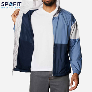 Chaqueta de lluvia para hombre de poliéster/algodón de calle alta empacable con capucha impermeable a prueba de viento con logotipo frontal con cremallera al aire libre Shell - Product Image 4