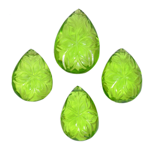 AAA Peridot Hydro Cuarzo Piedra preciosa Tallado Pera Briolette Cuentas 20mm-22mm Facetado Hydro Cuentas Peridoto Cuarzo Flor Tallado Cuentas - Product Image 1