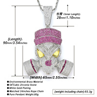 Collier Crâne Iced Out avec Pierres CZ Colorées – Pendentif Audacieux en Gros pour Artistes Rappeurs et Fans de Streetwear