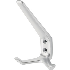Double Hat <b>Hook</b> 32 89 mm Projection Silver Anodized Aluminum 127 mm Height-HERMETA Wall <b>Hook</b> - Product Image 1