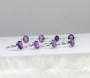 Conjunto de bisel de amatista facetado Natural de hermosa calidad, anillos, joyería de piedras preciosas moradas para aniversario de boda informal, listo para venta al por menor - Product Image 4