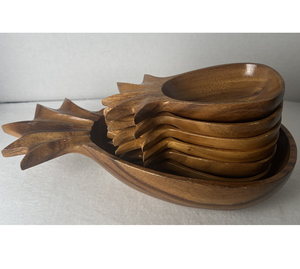 Bols de service ananas en bois 7 pièces différentes tailles artisanat personnalisé bol en bois d'excellente qualité - Product Image 4