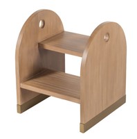 Taburete de madera con 2 Bases con tapa de latón, asiento decorativo para el hogar, sala de estar, dormitorio, baño para niños, cocina, uso multiusos