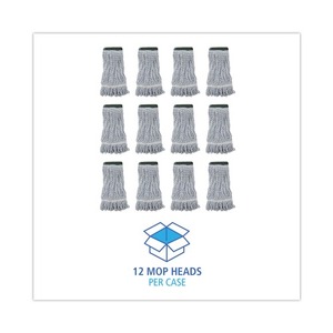 Boardwalk Medium White/Blue Wide Rayon/Polyester Floor Finish <b>Mop</b> Heads 12/Carton - Product Image 4