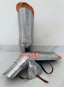 Jambières de jambe en acier médiéval faites à la main entièrement fonctionnel protège-jambes armure argent polonais Protection protège-jambes pour Halloween - Product Image 5