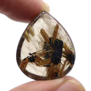 Cabujón de piedra de corte facetado de rutilo dorado de 32 quilates, cabujón de piedras preciosas de rutilo dorado Natural - Product Image 1