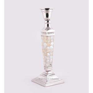 Shiny Finished Metal & Mother of Pearl <b>Taper</b> <b>Candle</b> Holder for Christmas Event Party Decoration Tabletop <b>Candle</b> <b>Taper</b> - Product Image 5