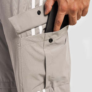 <b>Light</b> Grey Stride Stripe <b>Trousers</b> XL Size Baggy Woolen Fabric with Zippers Decoration Washed Colored Woven Style - Product Image 5