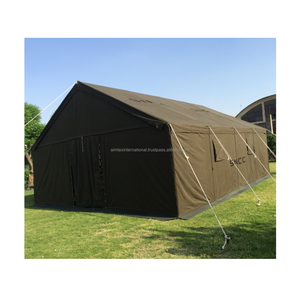 Tente en toile imperméable verte de haute qualité pour secours en cas de catastrophe, abri pour réfugiés, camping, tente d'hôpital, tente en toile à structure en acier - Product Image 1