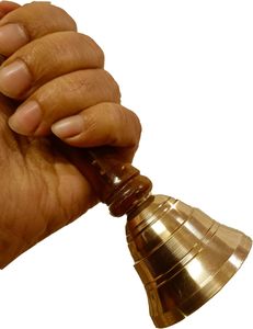 Handheld Brass Ghanti Call Bell Indian <b>Musical</b> <b>Instrument</b> Accessory for Christmas Home Office Wedding Diwali Pooja Decor Mandir - Product Image 1