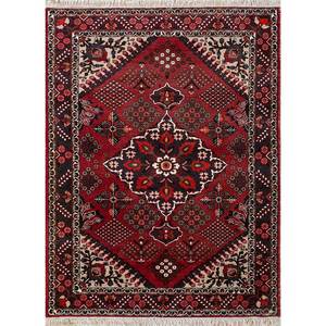 Alfombra de Lana Anudada a Mano Aalam, Diseño de Medallón Rojo Naranja, Kilim Rectangular de 9x12, Abstracta, Hecha a Mano para Adolescentes, para Entrada o Pasillo - Product Image 1