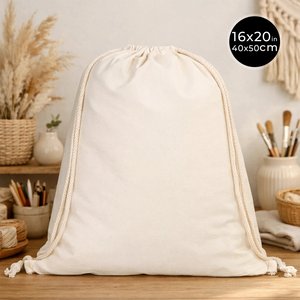 Large Capacity 16x20 (40x50 Cm) Rips <b>Drawstring</b> Backpack Casual Style Gym Bag Portable Lightweight Canvas/Cotton for Storage - Product Image 2