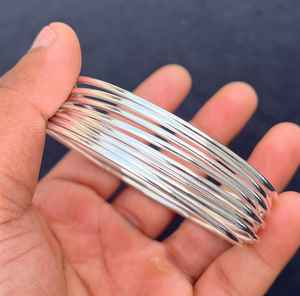 925 Silver 8 Of <b>Set</b> Polished Chunky Wide Band Minimalist Vintage Bahamian Stackable <b>Bracelet</b> Women Fashion Jewelry Wholesale - Product Image 1