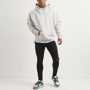 2025 vente en gros de haute qualité tissu épais lourd hommes pull sur blanc à capuche Street Wear 100% coton surdimensionné hommes à capuche - Product Image 2