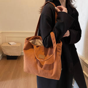 2025 Trendy Ladies Large Capacity Corduroy Tote Handbag New Fashionable Solid Color <b>Shopping</b> <b>Bag</b> - Product Image 1